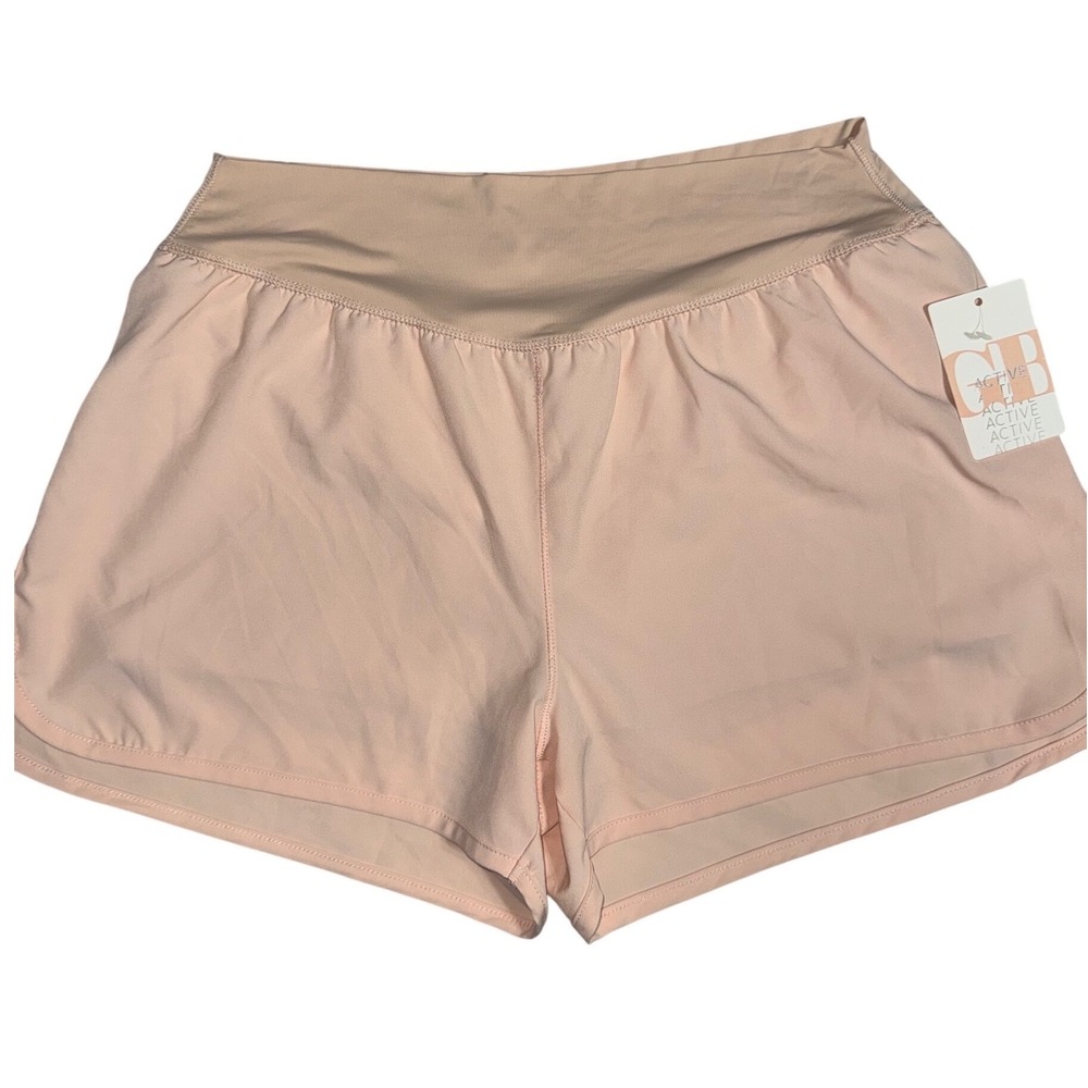 GB Active Womens Peach Running Shorts XL Wide Waistband Built-in Liner NEW